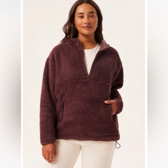 Girlfriend Collective Raisin Recycled Half-Zip Fleece Sherpa Jacket NEW $138 - Picture 6 of 6
